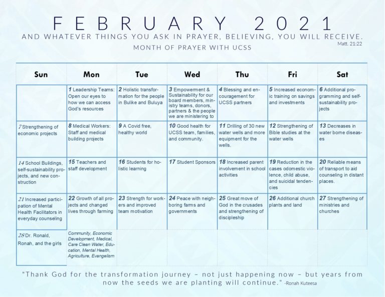 Join Us in February for A Month of Prayer with UCSS